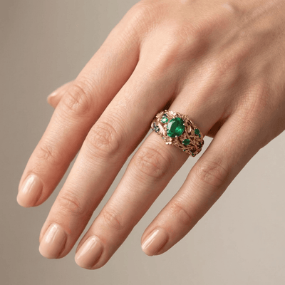 GOLD EMERALD SAPPHIRE VINTAGE RING