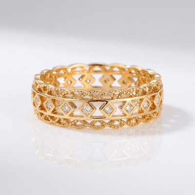 GOLD DIAMOND OPEN WORK RING