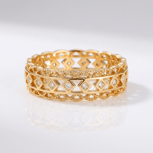GOLD DIAMOND OPEN WORK RING