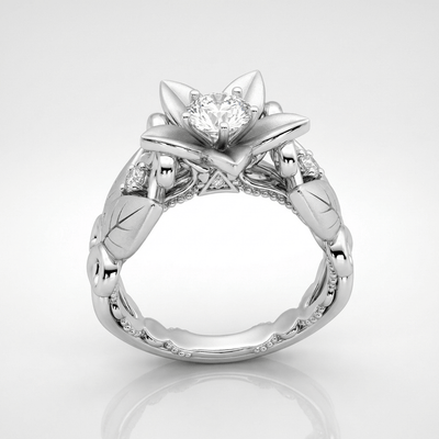 SILVER ZIRCONIA PETAL CROWN RING