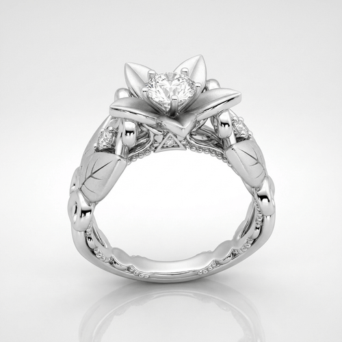 SILVER ZIRCONIA PETAL CROWN RING