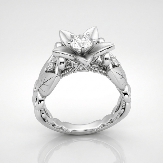 SILVER ZIRCONIA PETAL CROWN RING