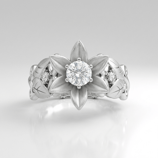 SILVER ZIRCONIA PETAL CROWN RING