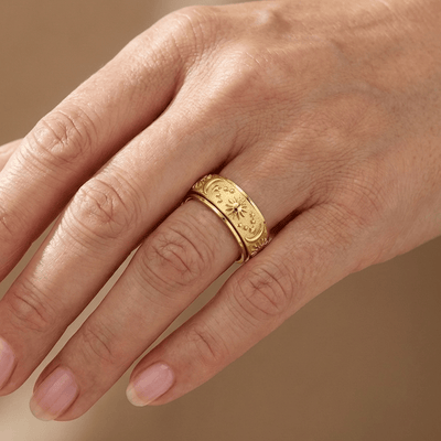 GOLD ROTATABLE CELESTIAL BAND RING