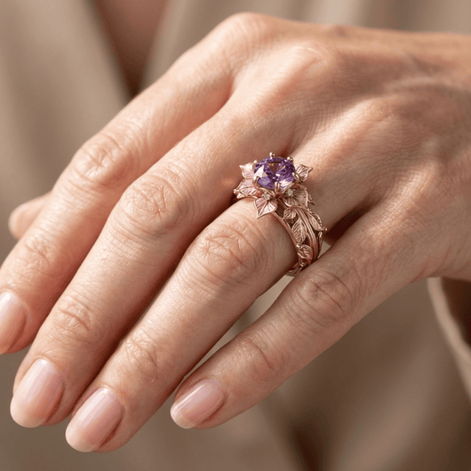 GOLD PURPLE FLORA RING