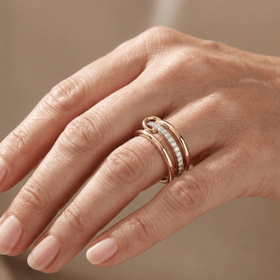 GOLD ZIRCONIA INTERTWINE RING