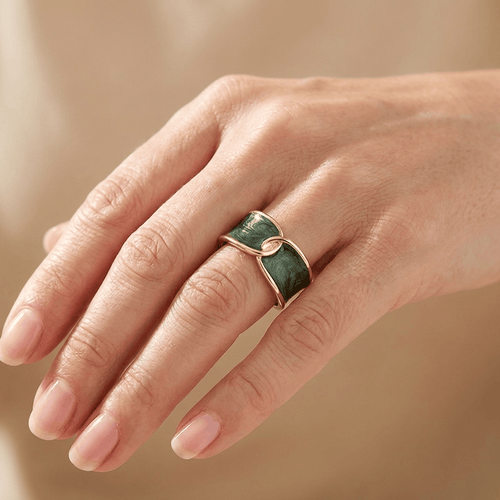 JADE DOUBLE STONE RING - (ADJUSTABLE)