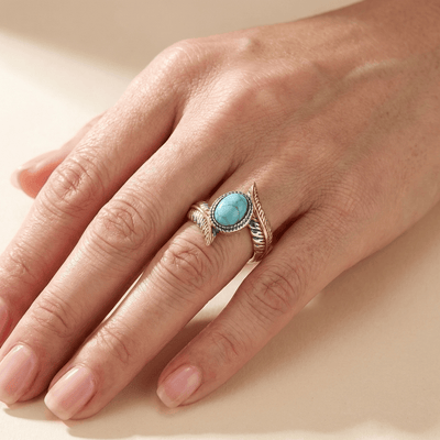 SILVER GOLD TURQUOISE BOHEMIAN RING