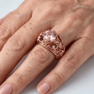 ROSE GOLD TOURMALINE ORNATE RING