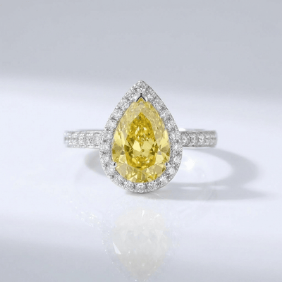 YELLOW PEAR DIAMOND HALO RING