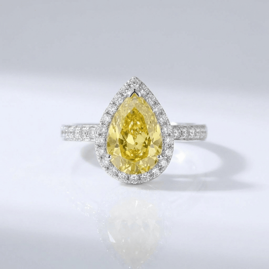 YELLOW PEAR DIAMOND HALO RING