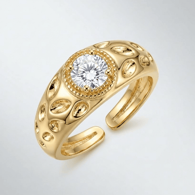 VINTAGE ZIRCONIA GOLD RING - (ADJUSTABLE)