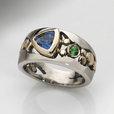 SAPPHIRE & ZIRCONIA TWO TONE RING