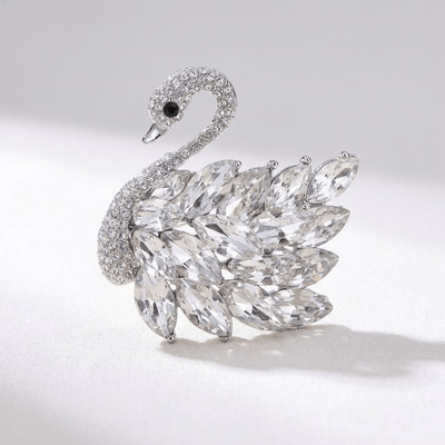 SILVER ZIRCONIA SWAN BROOCH