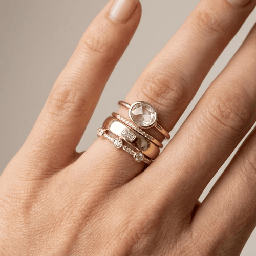GOLD ZIRCONIA STACK RING