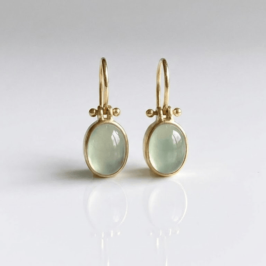 GREEN DROP GOLD EARRINGS