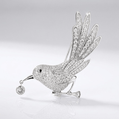 CRYSTAL BIRD BROOCH