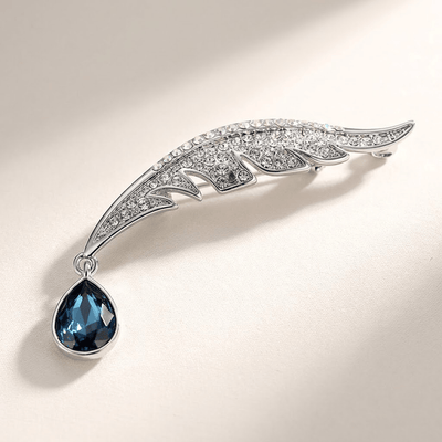 GOLDEN FEATHER DROP BROOCH