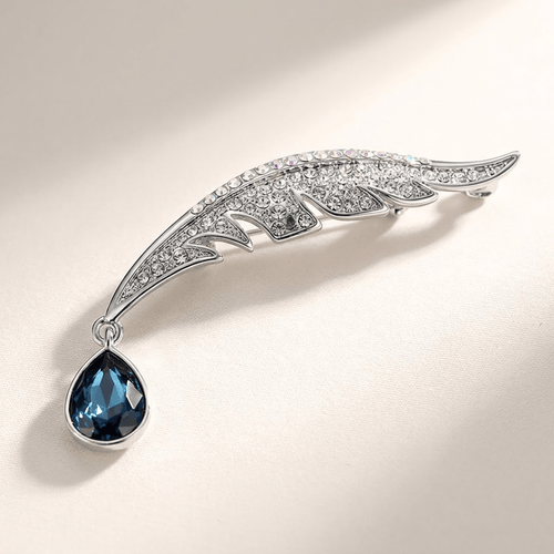 GOLDEN FEATHER DROP BROOCH
