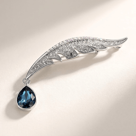 GOLDEN FEATHER DROP BROOCH