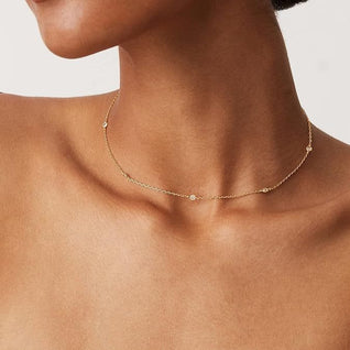 SILVER ZIRCONIA STATION NECKLACE