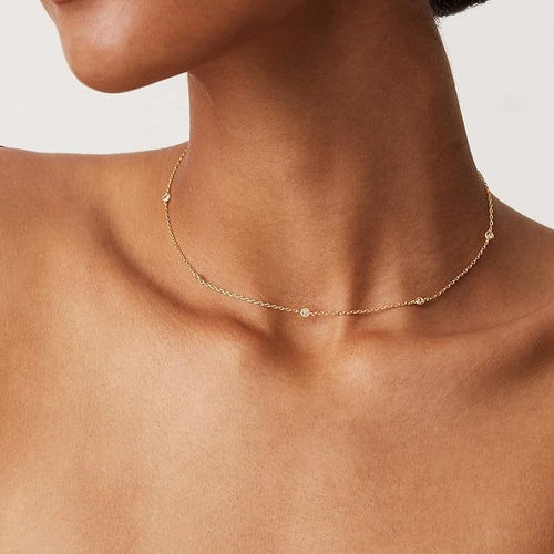 SILVER ZIRCONIA STATION NECKLACE