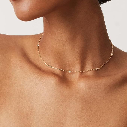 SILVER ZIRCONIA STATION NECKLACE