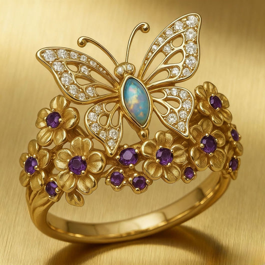Womens Butterfly-shaped Flower New Eco-friendly Alloy Ring