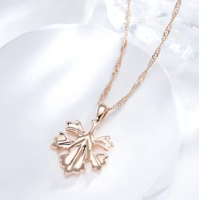 ROSE GOLD LEAF ZIRCONIA NECKLACE