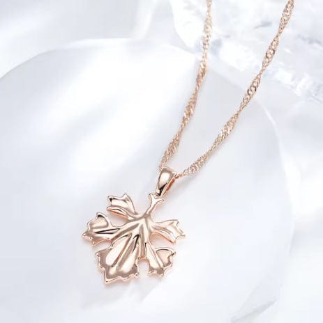 ROSE GOLD LEAF ZIRCONIA NECKLACE