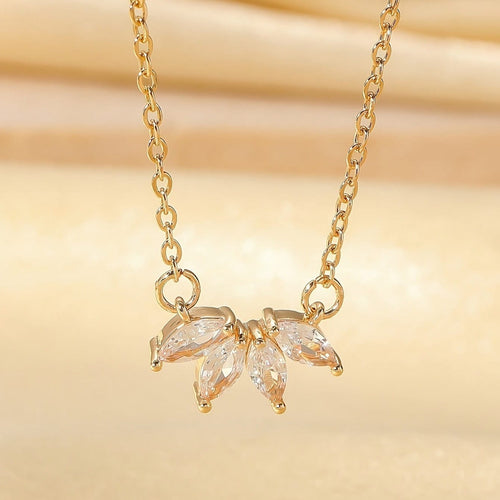 GOLD MARQUISE ZIRCONIA PENDANT NECKLACE