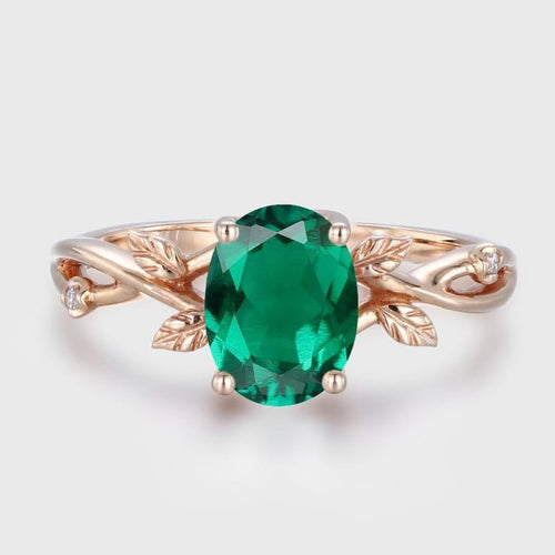 ROSE GOLD EMERALD LEAF RING