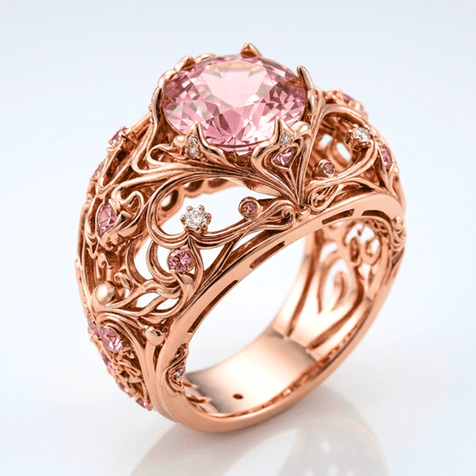 ROSE GOLD TOURMALINE ORNATE RING
