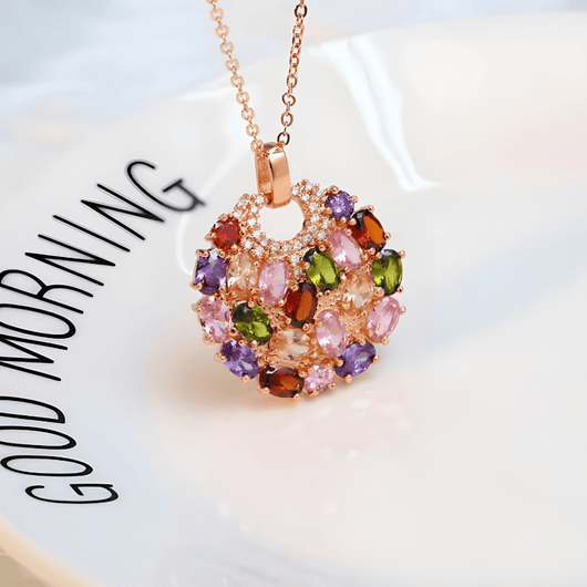 MULTI GEMSTONE CHARM NECKLACE