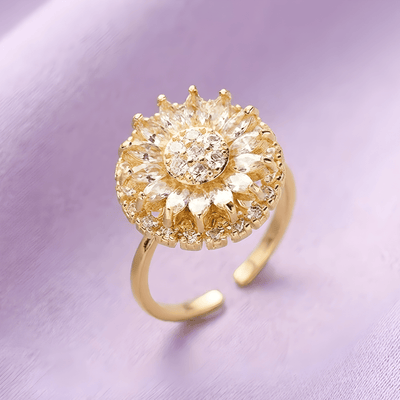ZIRCONIA CHARMING SUNFLOWER RING - (ADJUSTABLE)