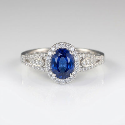 SAPPHIRE HALO VINTAGE RING