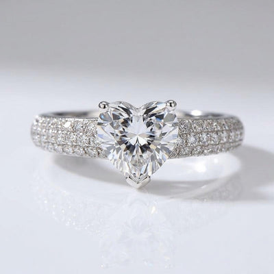 HEART DIAMOND SILVER PAVÉ RING