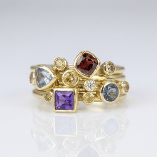 COLORFUL GEMSTONE GOLD STACKING RING SET VIP