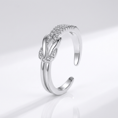 SILVER ZIRCONIA WRAP RING - (ADJUSTABLE)
