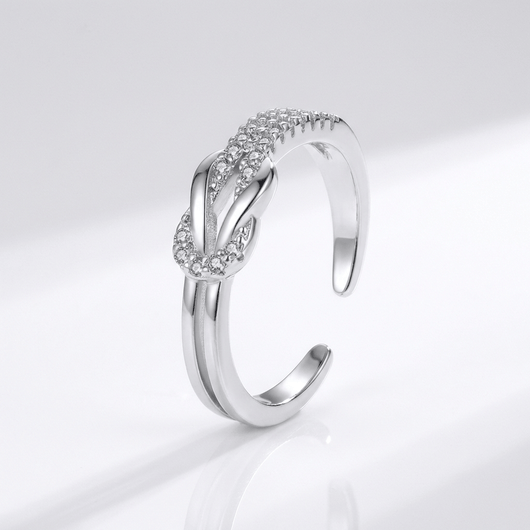 SILVER ZIRCONIA WRAP RING - (ADJUSTABLE)