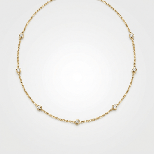 SILVER ZIRCONIA STATION NECKLACE