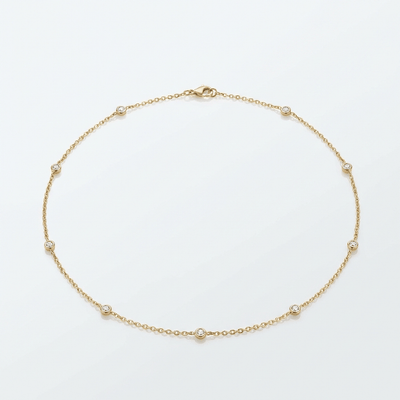 SILVER ZIRCONIA STATION NECKLACE