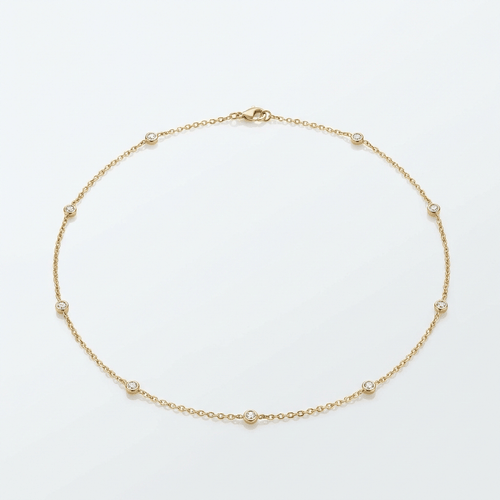 SILVER ZIRCONIA STATION NECKLACE