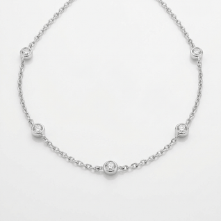 SILVER ZIRCONIA STATION NECKLACE