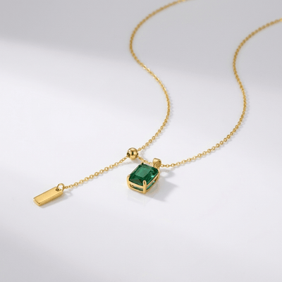 VINTAGE EMERALD LARIAT NECKLACE