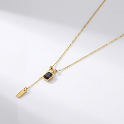 VINTAGE EMERALD LARIAT NECKLACE