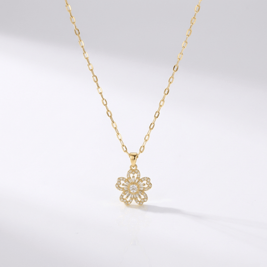 GOLD ZIRCONIA FLOWER NECKLACE