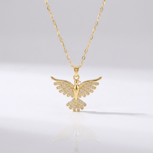 GOLD ZIRCONIA ANGEL WING NECKLACE