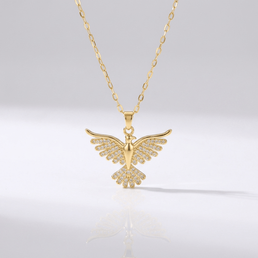 GOLD ZIRCONIA ANGEL WING NECKLACE