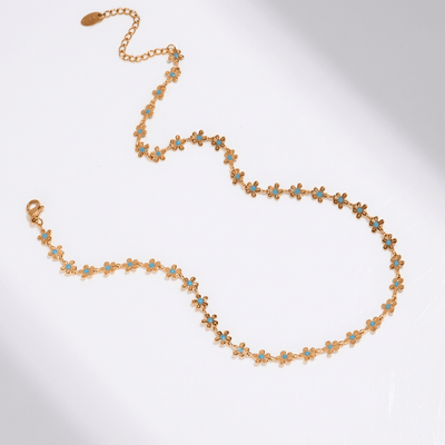 GOLD FLOWER GEMSTONE NECKLACE